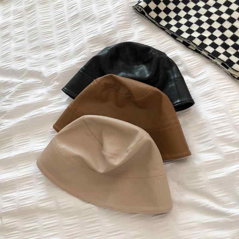 帽子 レディース バケットハット 秋冬 韓国風 PUレザー 漁夫帽 小顔効果 カジュアル