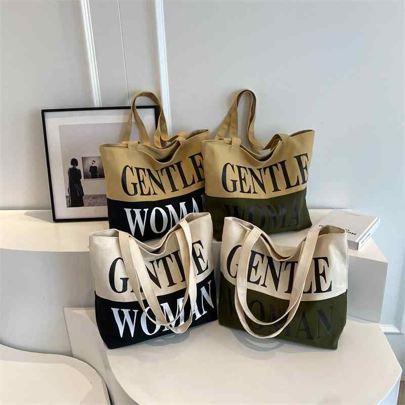 トートバッグ レディース キャンバス 大容量 カジュアル ショルダーバッグ バイカラー ステッチ ミリタリー 普段使い