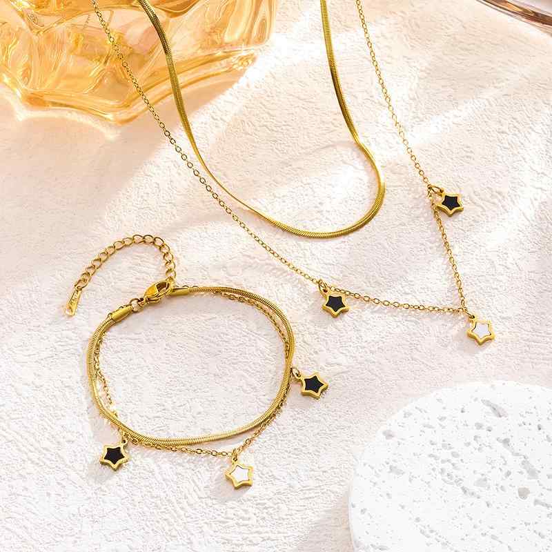 ネックレス レディース 五芒星 シェル チタン鋼 14K 金メッキ 高級感 韓国風 ペンダント 鎖骨チェーン