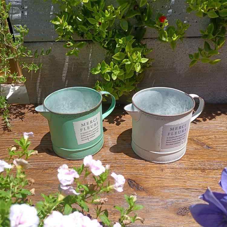 花瓶 庭 ガーデニング 鉄製 じょうろ型 寄せ植え 鉢植え 卓上 韓国風 オフィス ホテル 店舗 庭 バルコ..