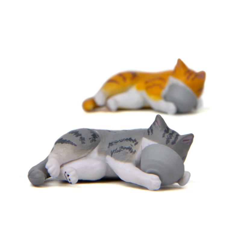 手办 レディース ミニチュア 猫 虎 ドール 園芸 造園 人形 PVC製 かわいい 黄色 グレー 趴姿 抱きつき..