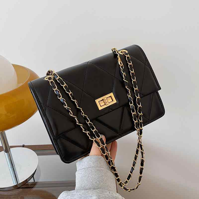 バッグ レディース ショルダーバッグ 斜めがけ 韓国風 チェーン 菱格柄 ミニバッグ 小さめ PUレザー デイリー お出かけ 米白 黒