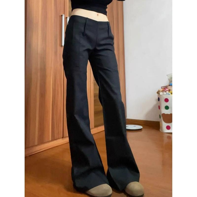 パンツ レディース 春秋 高腰 ワイドレッグ ストレート ズボン ポリエステル ブラック ポケット 微伸縮性 通勤 オフィス カジュアル