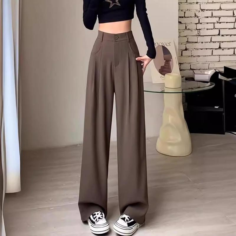 パンツ レディース 高見え 高品質 ウエストゴム ゆったり ストレート ズボン スラックス カジュアル オフィスカジュアル シンプル 美脚 無地 普段使い 韓国風 春夏秋冬 ブラウン系 ホワイト系 ブラック系 グレー S M L XL XXL