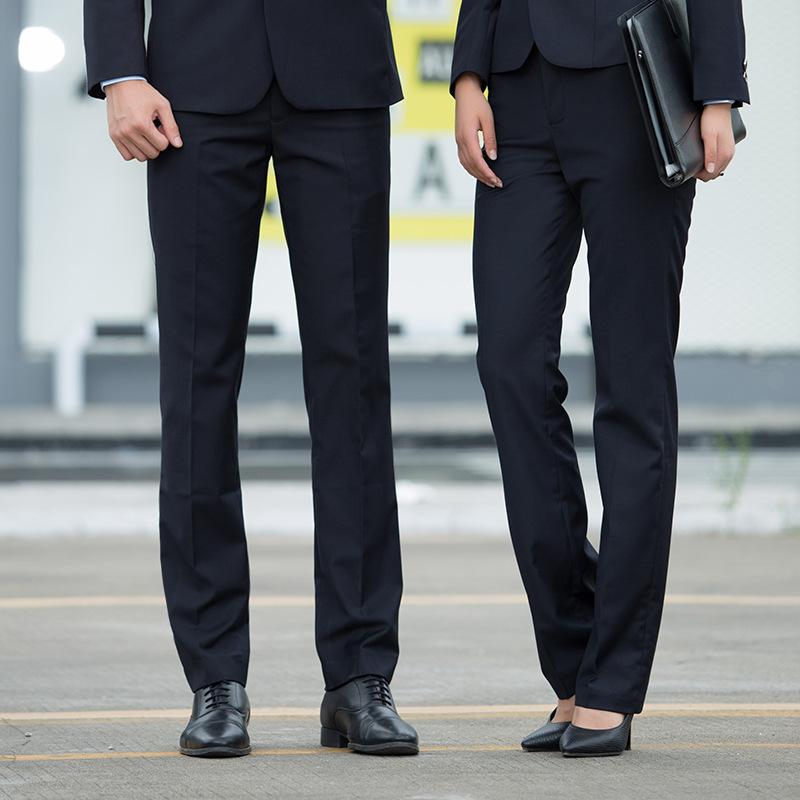 パンツ レディース メンズ ビジネスパンツ スラックス ストレートパンツ ワークパンツ 作業着 事務服 高腰 ポリエステル混紡 ブラック ネイビー グレー ブル...