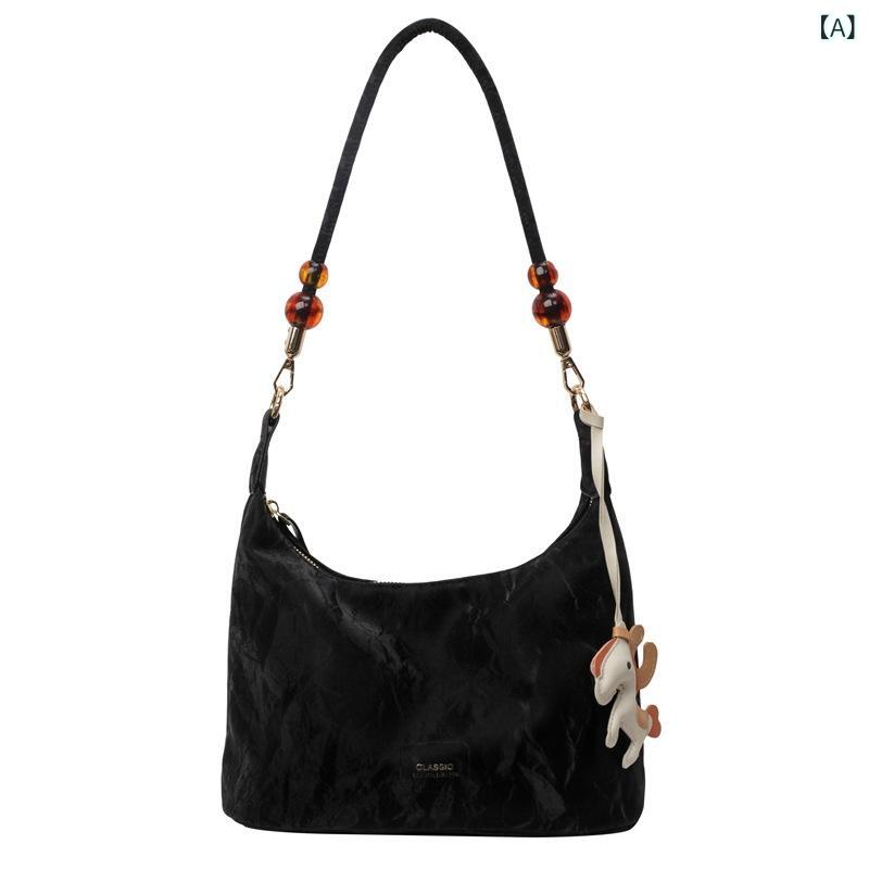 バッグ レディース 高級感 軽奢 ショルダーバッグ 大容量 通勤 普段使い 餃子型 鞄 斜めがけ シルバー 銀色