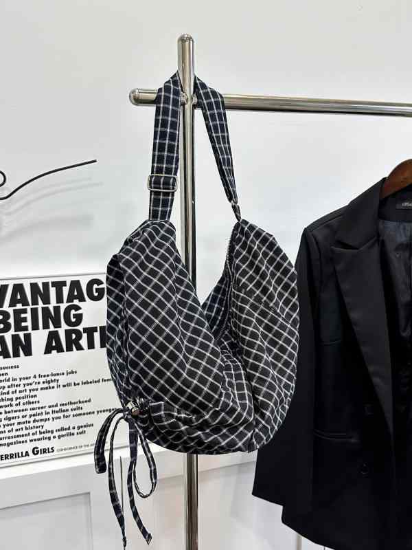 トートバッグ レディース 鞄 韓国風 レトロ ブルー 格子柄 巾着 帆布 キャンバス 大容量 斜め掛け 餃子型 通勤 通学 棉麻