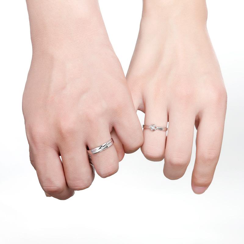 指輪 s925 シルバー ペアリング 薔薇 バラ 花 フラワー ジルコニア 韓国 ファッション フリーサイズ 銀色