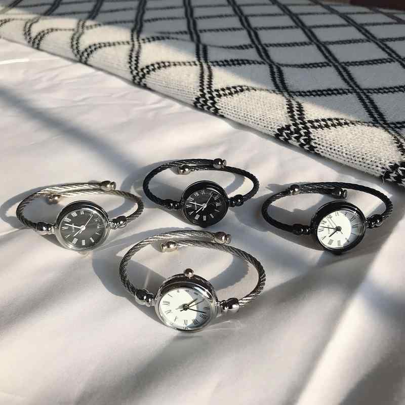 腕時計 レディース 学生 アナログ ブレスレット ウォッチ レトロ 韓国風 おしゃれ かわいい アナログ クォーツ 合金 メタル バンド 文字盤 ブラック シルバー ピンクゴールド