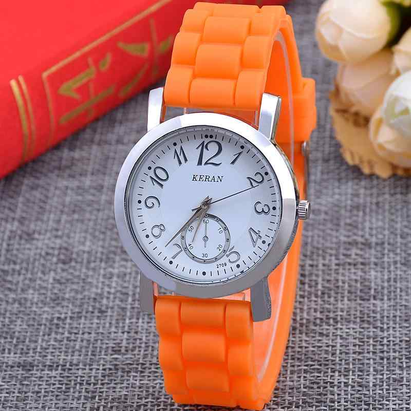 腕時計 レディース ファッション クォーツ アナログ シリコン バンド 女性用 ウォッチ おしゃれ かわいい カジュアル 薄型 軽量 防水 ホワイト パープル グリーン ブルー ブラック オレンジ ベージュ グレー