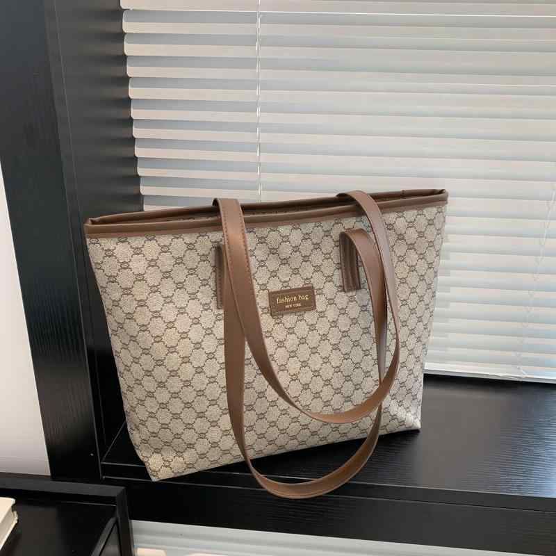 トートバッグ レディース レトロ プリント 韓国風 カジュアル 大容量 肩掛け 鞄 カバン ホワイト ベージュ ブラウン