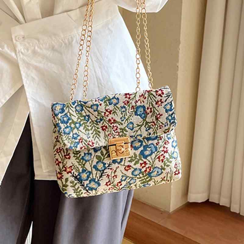 ショルダーバッグ レディース 女性用 民族風 花柄 キャンバス ミニバッグ ハンドバッグ 斜めがけバッグ ポシェット かわいい