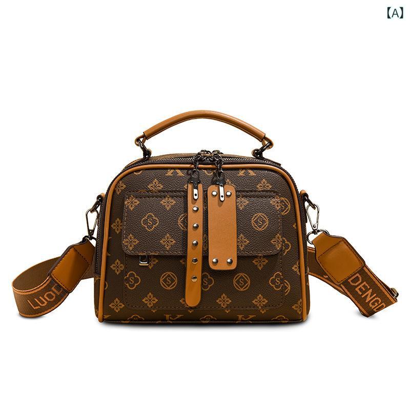 バッグ レディース ショルダーバッグ ハンドバッグ 斜めがけ 鞄 韓国 ファッション トレンド レトロ PUレザー ブラウン 小さめ