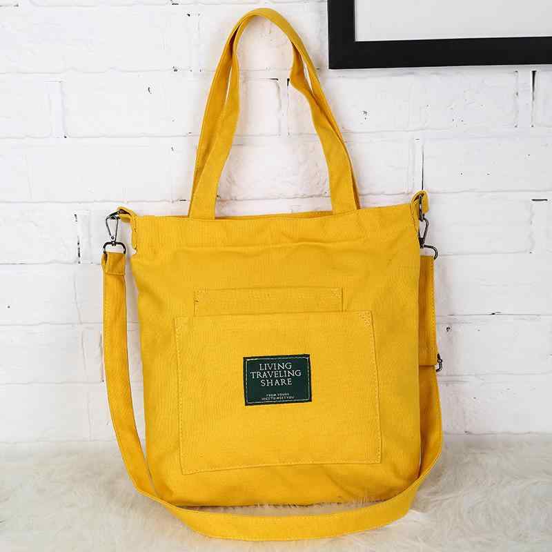 トートバッグ レディース ショルダーバッグ キャンバス 韓国風 大容量 無地 白 黄色 紺色 黒 ピンク系 普段使い
