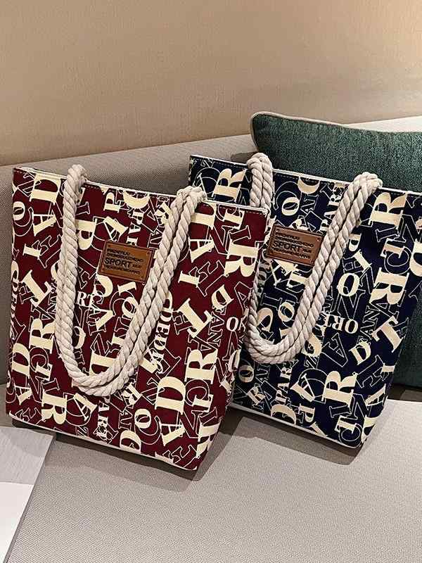 トートバッグ レディース 大容量 帆布 キャンバス ハンドバッグ ショルダーバッグ 肩掛け 縦型 スクエア型 ブラック レッド ブルー アルファベット柄