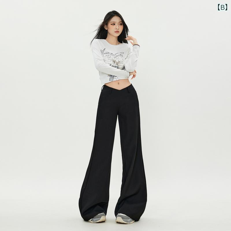 パンツ レディース ローライズ スーツパンツ 秋冬 ベロア風 ワイドレッグ ベルボト...