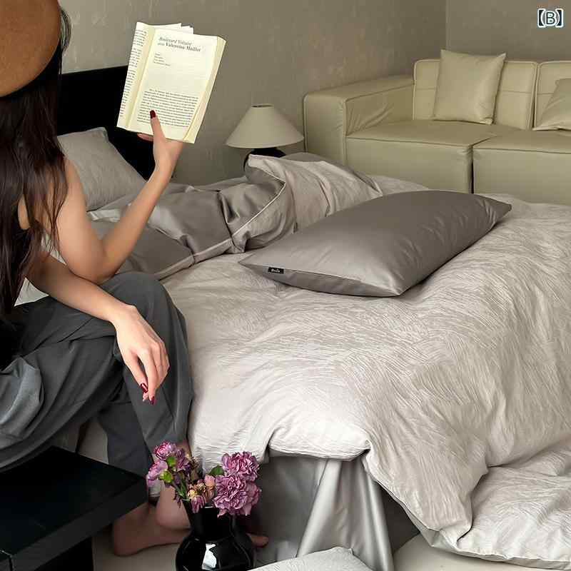 寝具 レディース メンズ 高级感 100S 高支 提花 全綿 コットン ベッドカバー ベッドシーツ セット 贡缎 長綿 掛け布団カバー ベッド用品 1.2m 1.5m 1.8m 2.0m 3