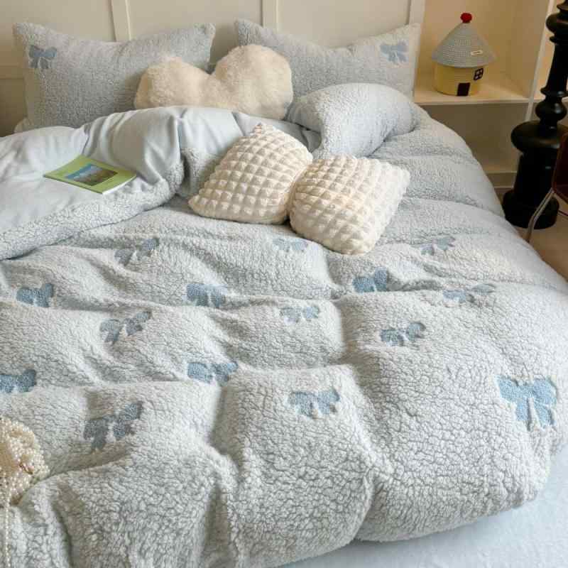 寝具 四点セット 秋冬 あったか 接触温感 再生繊維 ベッドシーツ 布団カバー 枕カバー 刺繍 フリル か..