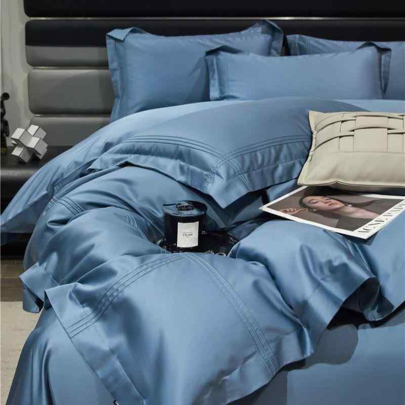 寝具カバーセット 100番手 高級長綿 全綿 ベッドシーツセット 無地 アイスグレー レイクブルー ワインレッド 星柄パープル アップルグリーン ソフトブルー コーラルパープル ダークブルー シャンパンゴールド アイボリー 桜色 標準サイズ 大判サイズ