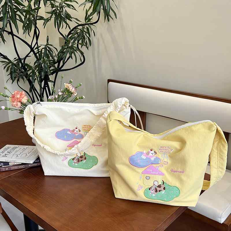 トートバッグ レディース 春夏 ナイロン製 大容量 犬柄 アニメ風 韓国風 かわいい 肩掛け 鞄 カバン(4.0)