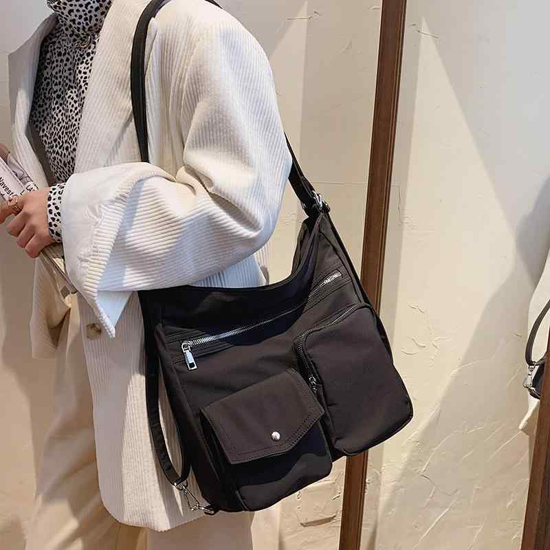 トートバッグ レディース 韓国 ファッション 大容量 カジュアル ショルダーバッグ 斜めがけ 鞄 オックスフォード布 ブラック ホワイト レッド ブルー