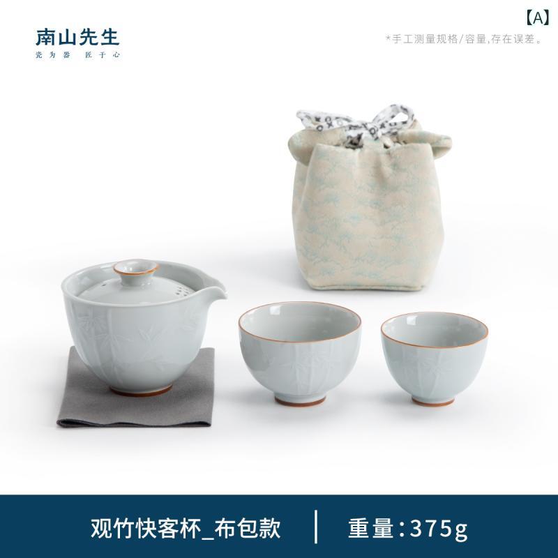 茶器 携帯用茶器セット 陶器 急須 湯呑み 2客 アウトドア キャンプ 旅行 ティーセット モダン ミニマリスト スタイル