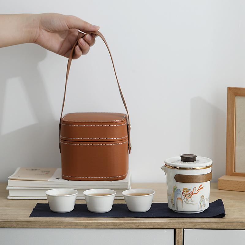 茶器 アウトドア ポータブル 旅行用 茶器セット 陶瓷 功夫茶 ティーセット 急須 湯呑み