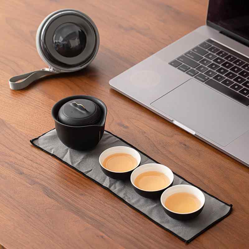 茶器 アウトドア 旅行用 携帯式 茶器セット 禅ブラック 雅ホワイト 陶器 急須 湯呑み コップ