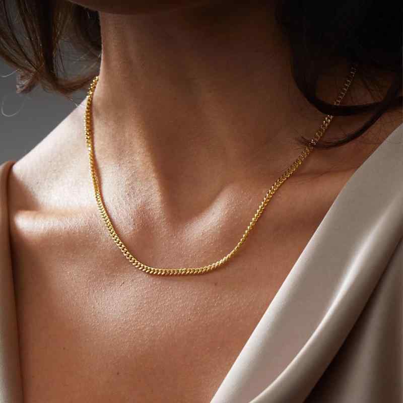 ネックレス メンズ レディース ステンレス 14k 金メッキ 古巴チェーン チョーカー スティールカラー ゴールドカラー アレルギー対応