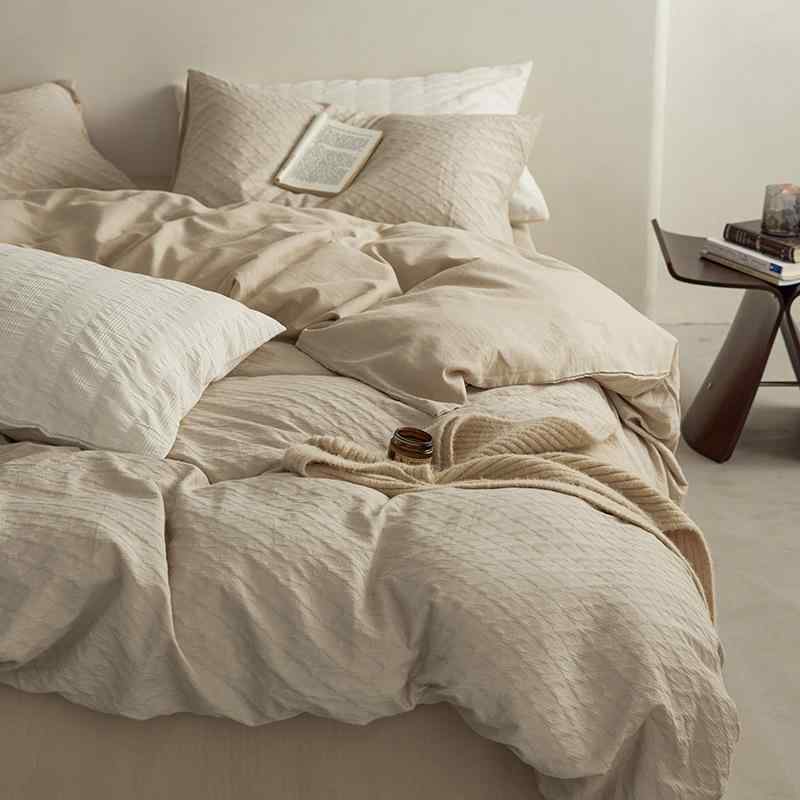 Other - 寝具 四点セット シングル セミダブル ダブル 全綿 ベッドシーツ 布団カバー 枕カバー 提花 模様 無地 柔らかい 肌触り