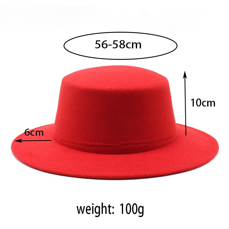 帽子 メンズ 男性用 平トップハット ウールフェルトハット つば広ハット 紳士帽 ファッション レトロ クラシック 英国風 秋冬 ホワイト ブラック グレー レッド ブルー グリーン ネイビー ブラウン ベージュ イエロー ピンク カーキ ワインレッド