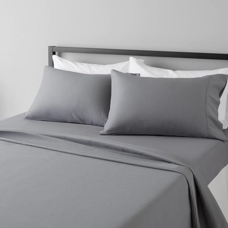 Bedding - 寝具 カバー シーツ 枕カバー 4点セット ポリエステル 無地 ホワイト ブラック ネイビー スカイブルー グレー ベッド FULL QUEEN KING TWIN