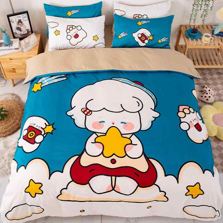 寝具 子供用 4点セット ベッドカバー ベッドシーツ 洗える ポリエステル カトゥー...