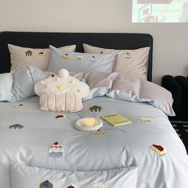 寝具 3点セット/4点セット シングル/セミダブル/ダブル/クイーン 長絨綿100% 布団カバー ベッドシーツ ..