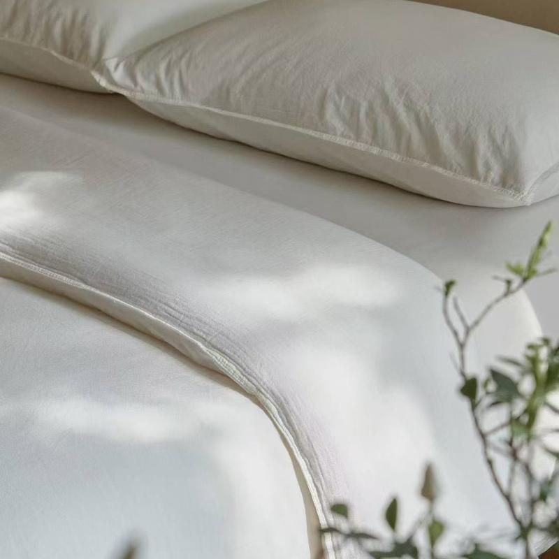 布団カバー 和式 シンプル 無地 水洗い 全綿 寝具 4点セット 柔らかい オールシーズン ベッドシーツ 炭黒 净白 中灰