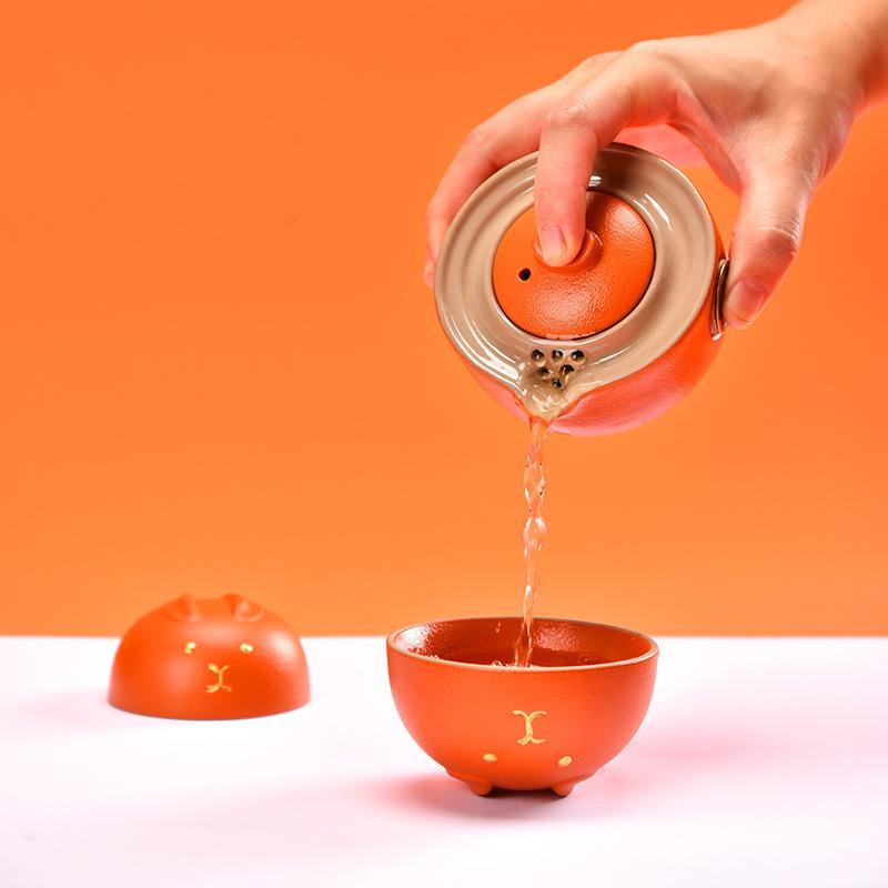 茶器 レディース 旅行用 茶道道具 携帯式 ミニ 茶器セット 陶器 急須 湯呑み クリアケース付き ビジネ..