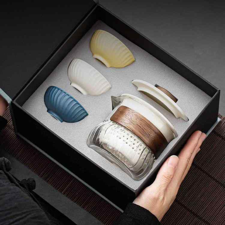 茶器 陶器 携帯用 茶器セット 湯呑み 急須 찻잔 다기 세트 ティーセット ギフト 誕生日 記念日 還暦祝い 退職祝い 快客杯 白 黄色 青 収納バッグ付き