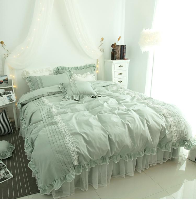 布団カバーセット レディース プリンセス風 韓国風 レース フリル ベッドスカート ベッドリネン 綿100%..