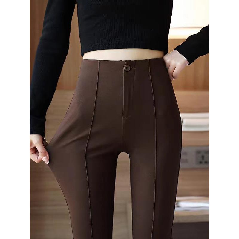 パンツ レディース 小柄 高見え スラックス 裏起毛 あったか 美脚 ストレッチ 伸縮性 高見え オフィス カジュアル きれいめ 秋冬 ブラック 黒 ブラウン 茶色
