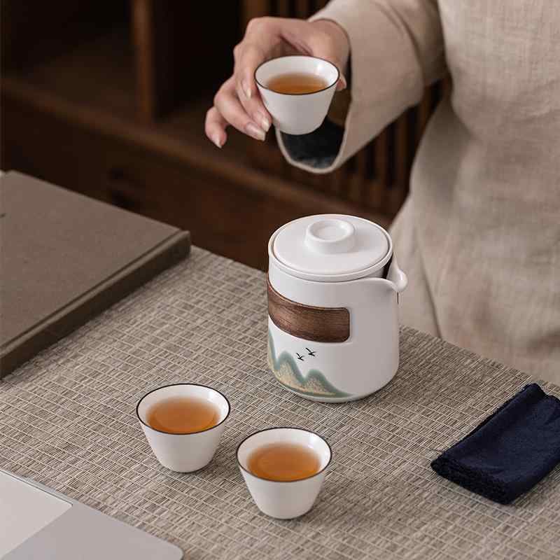 茶器 携帯用 旅行用 陶瓷 ティーセット 急須 湯呑み セット アウトドア 簡約スタイル