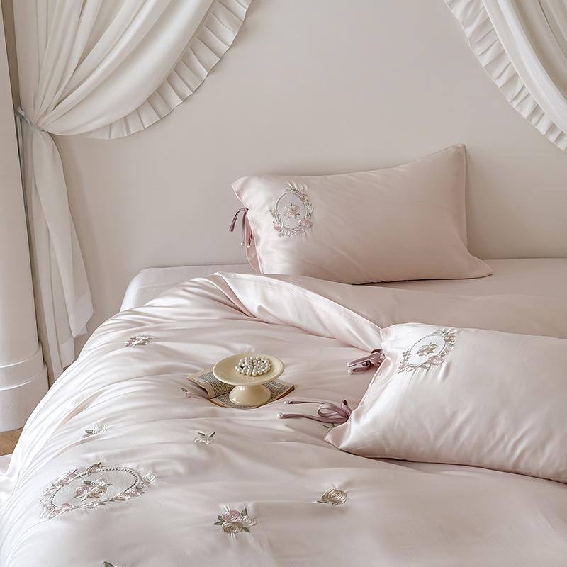 寝具 レディース ベッドカバー 4点セット 接触冷感 再生繊維 少女 花柄 ベッドシーツ 枕カバー 1.5m 1...