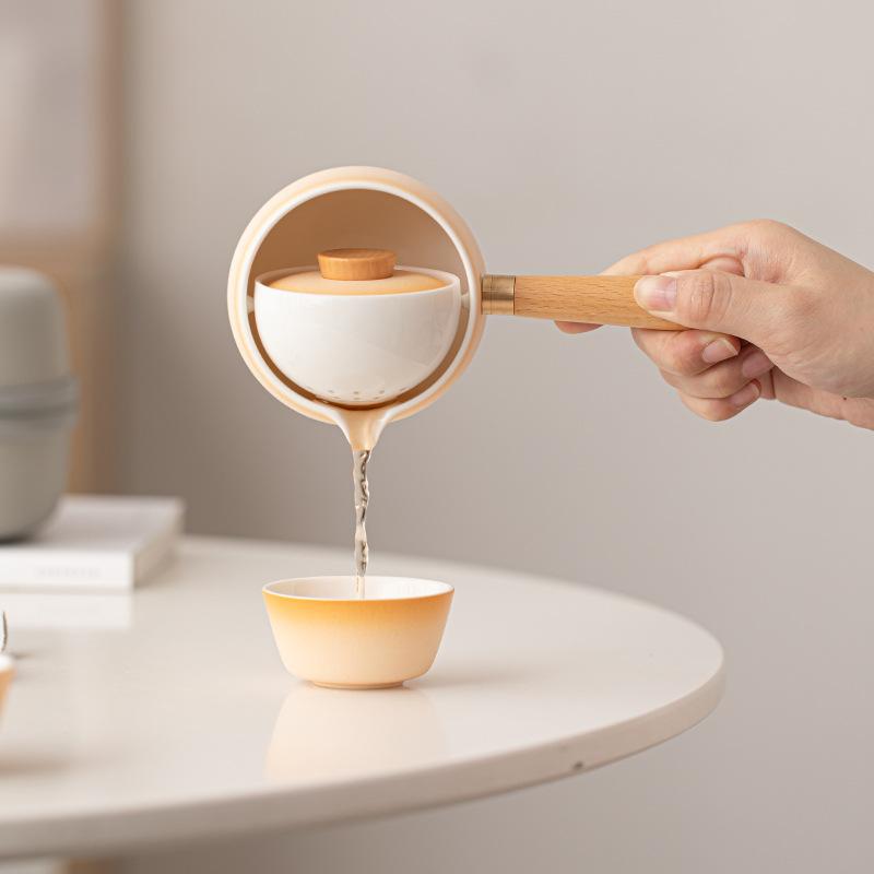 茶器 ティーポット セット 携帯式 茶こし付き 急須 功夫茶器セット セラミック 360度回転 オート