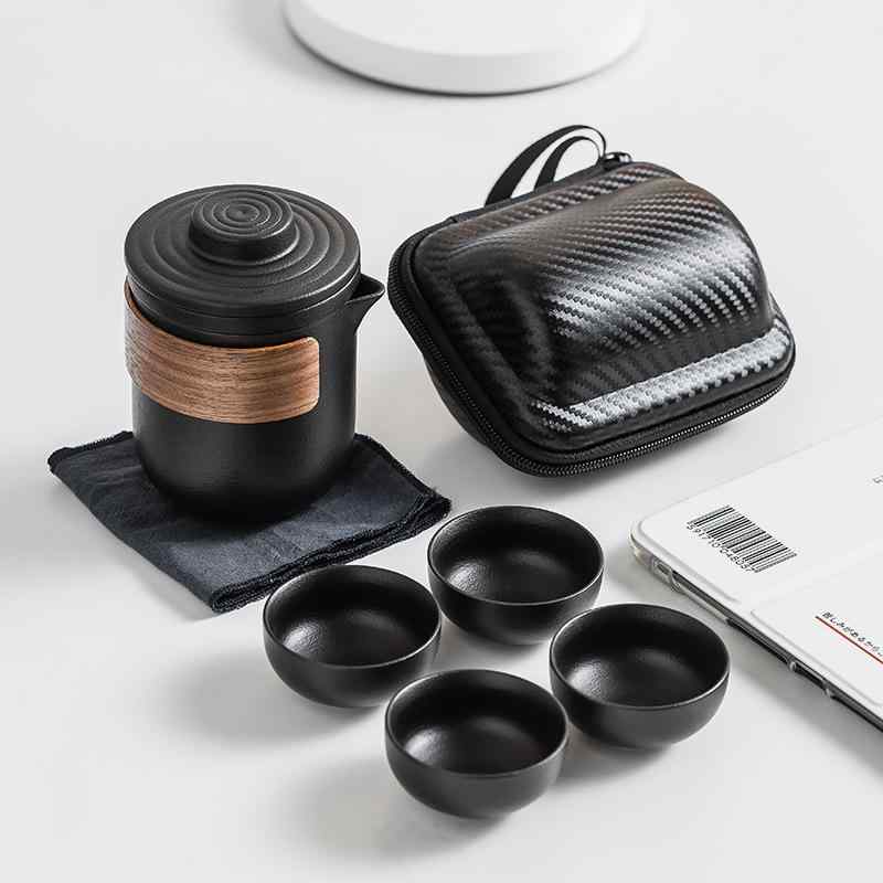 茶器セット 携帯用 旅行用 ティーセット 陶器 急須 湯呑み ミニ コンパクト アウトドア キャンプ ピク..