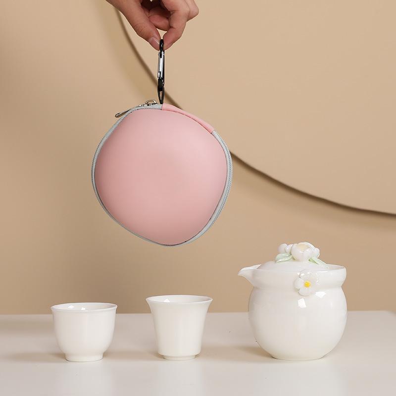 Accessories - 茶器セット レディース かわいい 陶器 携帯式 ティーポット 茶碗 アウトドア オフィス 旅行用 ピンク系