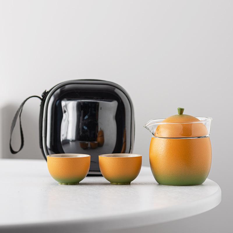 茶器 アウトドア 旅行用 茶器セット 携帯用 急須 湯呑み 2客 陶器 ティーセット minimalist