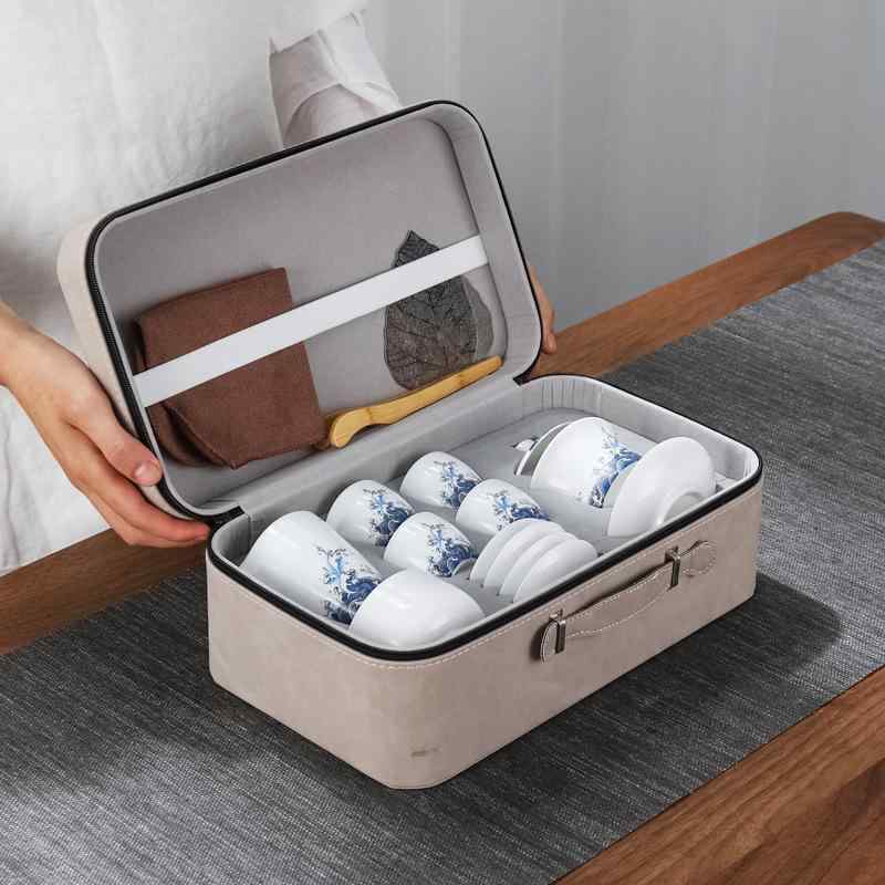 茶器 旅行茶具 携帯式 茶器セット 陶瓷 蓋碗 商务ギフト 中国風 白瓷