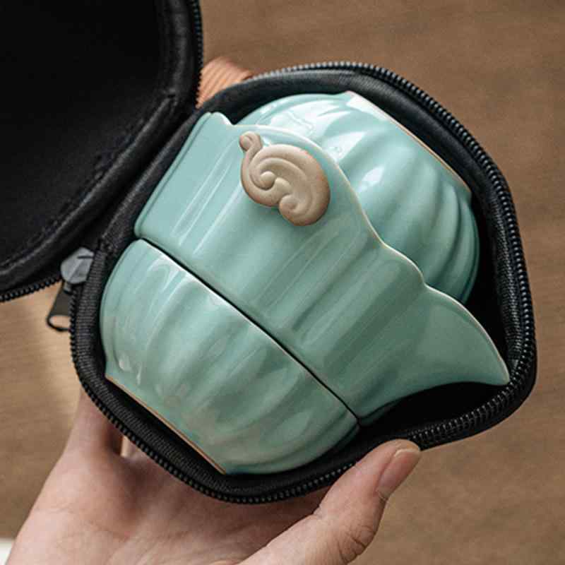茶器 携帯用茶器セット 陶瓷 快客杯 찻잔セット ミニ 新中式 天青汝窑 祥云 如意 鯉 功夫茶