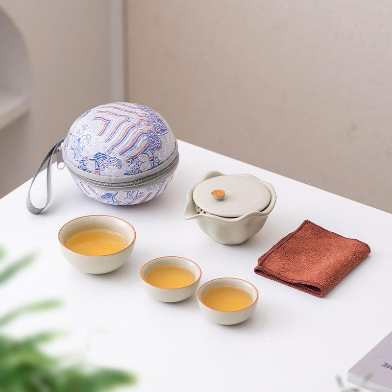 茶器 陶器 旅行茶器セット 携帯用 ミニ 茶器セット 露營 湯呑み 3点セット