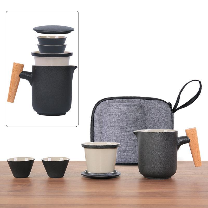 茶器セット 携帯用 ブラック 陶器 ティーポット カップ セット ビジネス ギフト