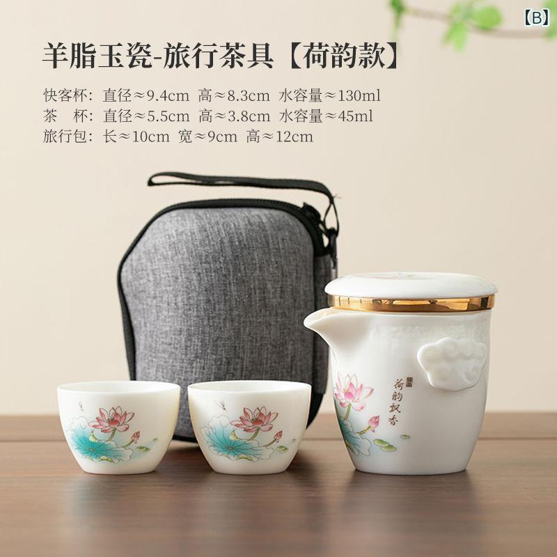 茶器 レディース 携帯用 旅行茶器 セット 白磁 陶器 急須 湯呑み ティーセット ミ...